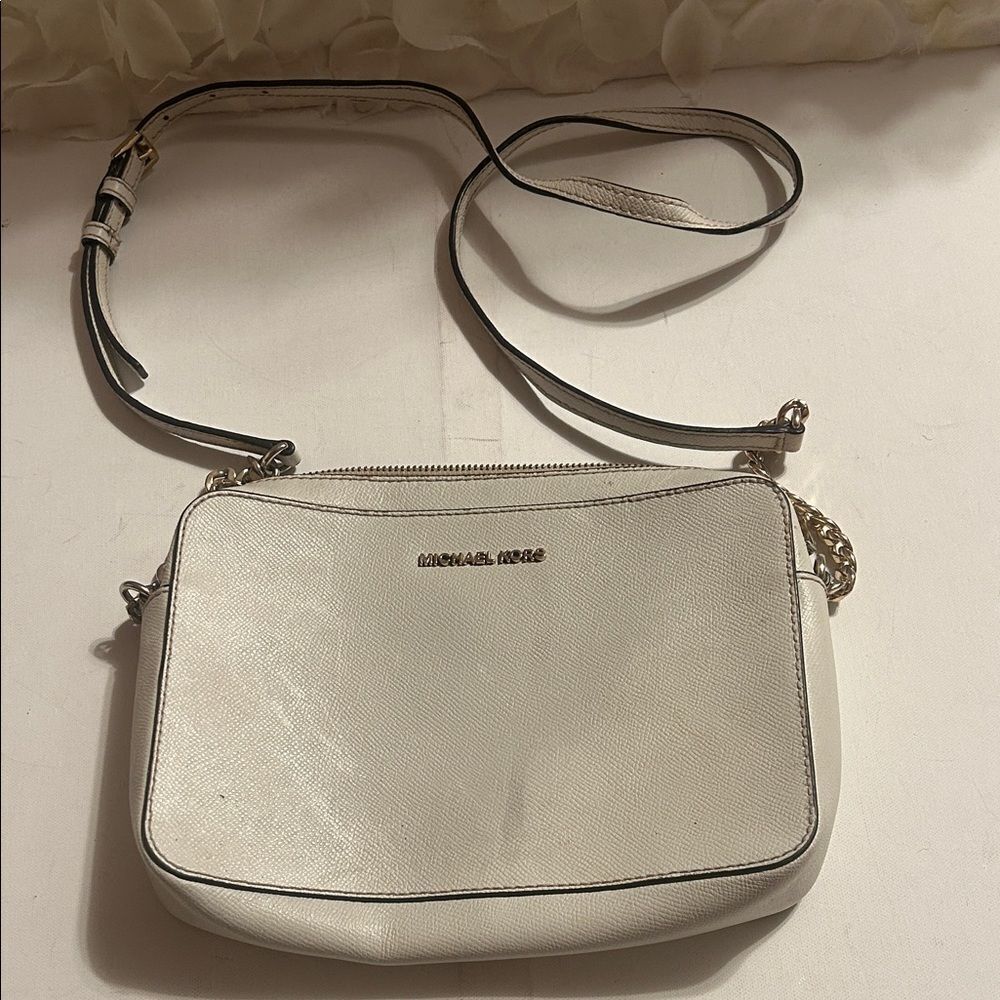 Michael Kors White Crossbody Bag with Gold Details